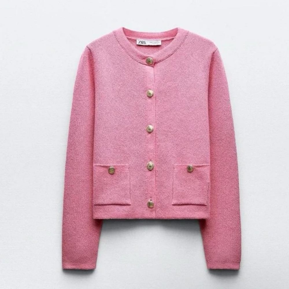 ZARA BUTTONED KNIT CARDIGAN - Picture 3 of 5